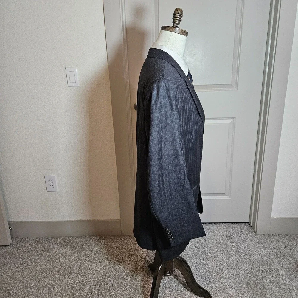 Lauren Ralph Lauren 48R Wool Suit‎ Blazer Sport Coat Men Gray Pinstriped